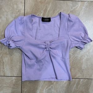Cider Pastel purple square neck short sleeve top small